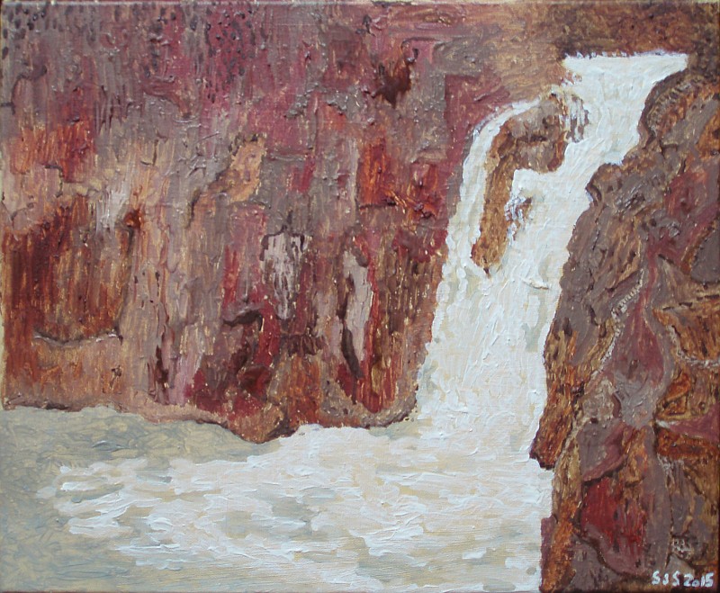 Vandfald, Diskoøen | 2015 | 38 x 46 cm, olie | 3500 kr.