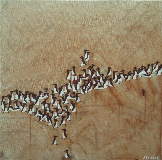 Fuglefjeld, polarlomvier | 2013 | 60 x 60 cm, olie, dybt lærred | 3750 kr.