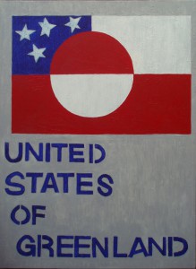 United States of Greenland (Inspiration fra anonymt vægmaleri i Sisimiut) | 2015 | 80 x 60 cm, olie | 3500 kr.